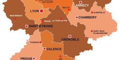 Lyon rexión de francia mapa
