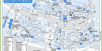 Mapa da cidade vella Lyon, francia
