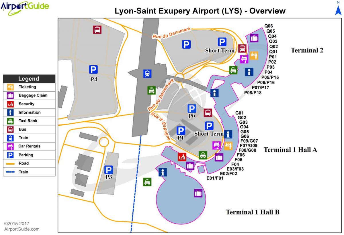 Lyon, francia aeroporto mapa