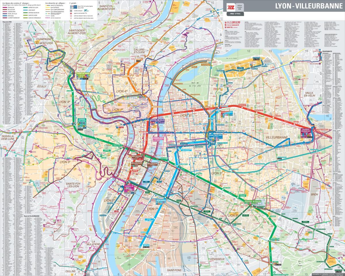 Lyon, francia autobús mapa