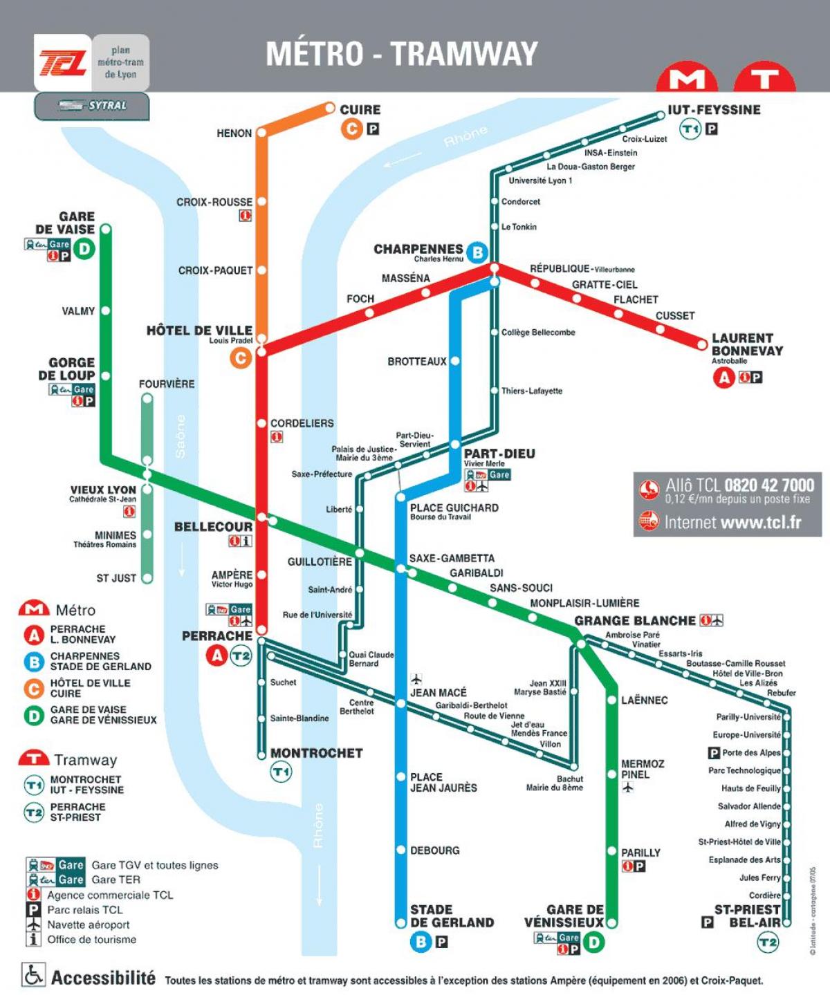 Lyon, francia metro mapa
