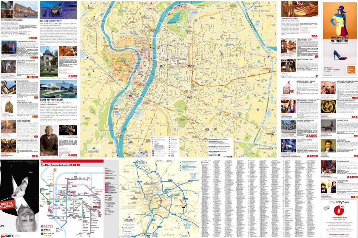 Lyon, francia mapa turístico