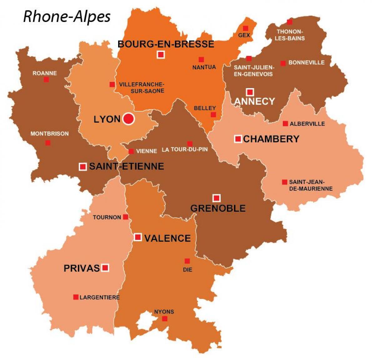 Lyon rexión de francia mapa