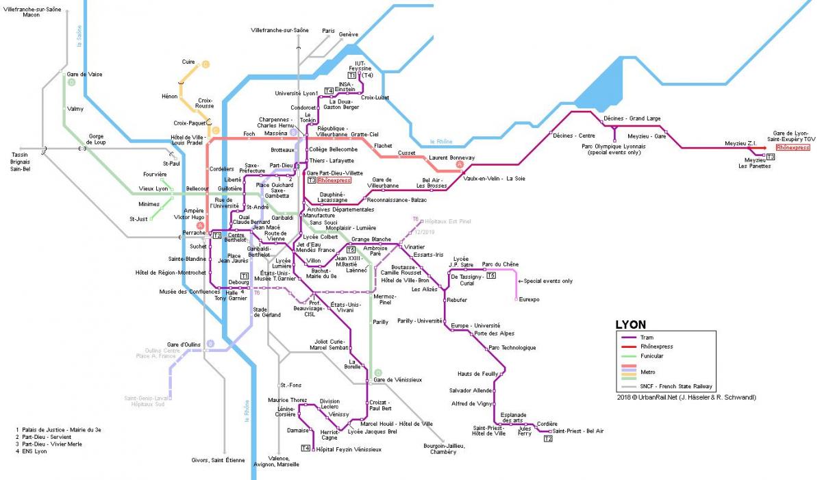 mapa de rhone expresar Lyon
